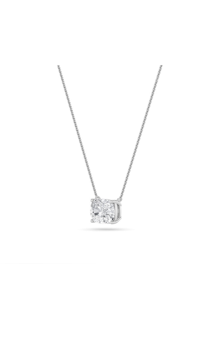 3Cttw Elongated Cushion Shaped Lab Grown Diamond (F/VS) East West Solitaire Necklace in 14K Gold