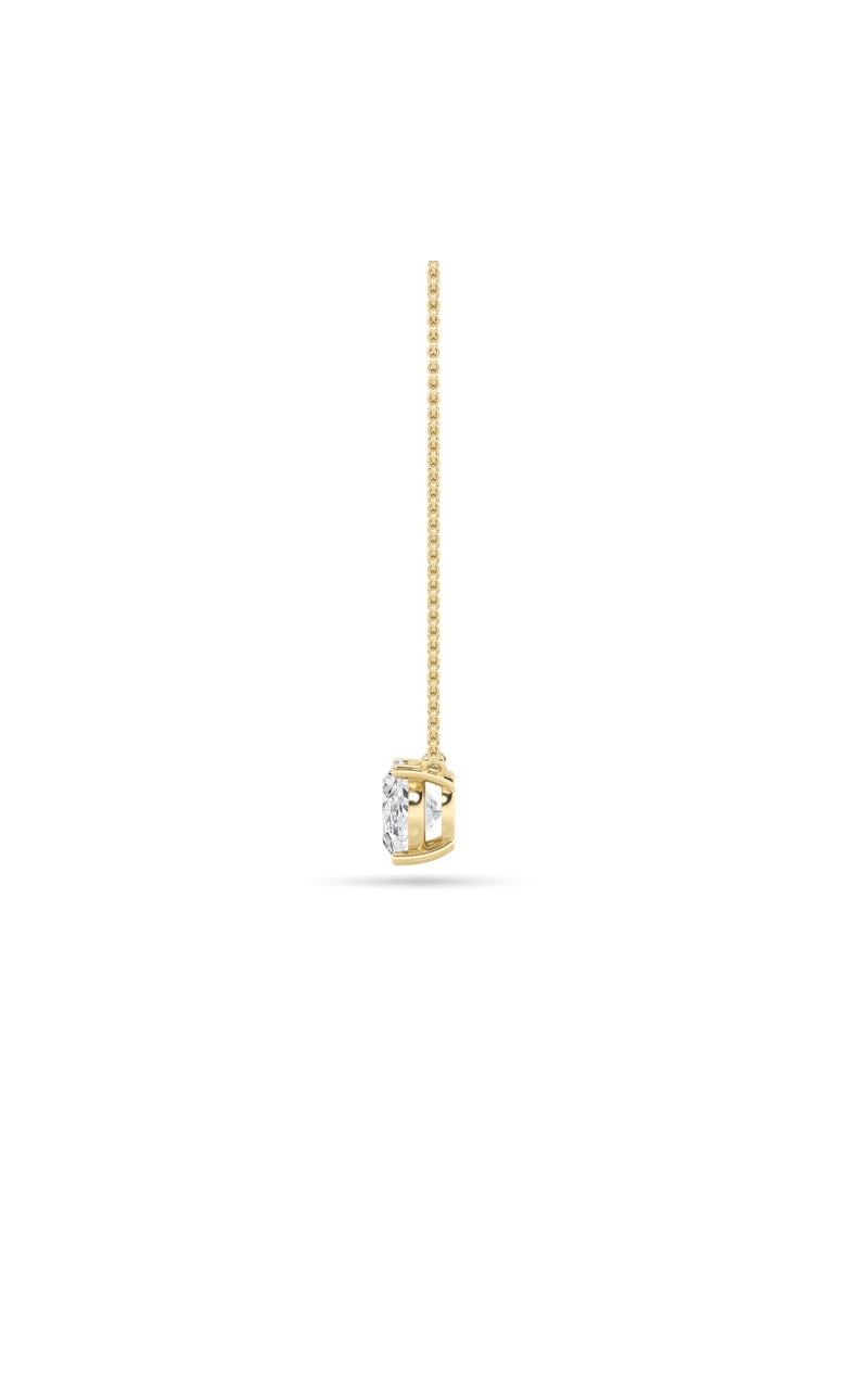 2Cttw Oval Shaped Lab Grown Diamond (F/VS) East West Solitaire Necklace in 14K Gold