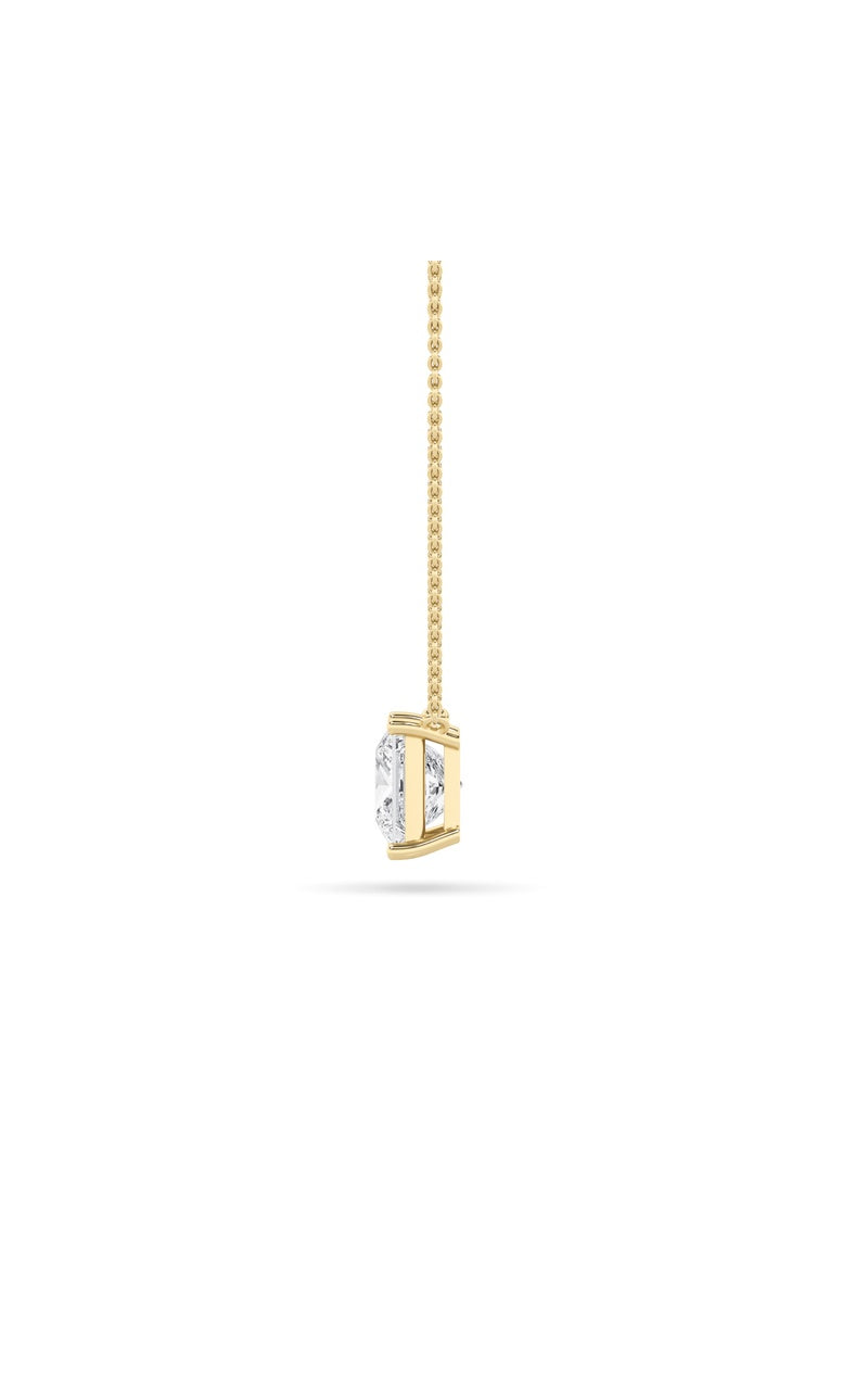 1Cttw Princess Shaped Lab Grown Diamond (F/VS) Solitaire Necklace in 14K Gold
