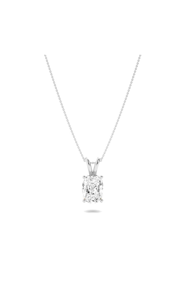 3Cttw Elongated Cushion Shaped Lab Grown Diamond (F/VS) Solitaire Pendant in 14K Gold