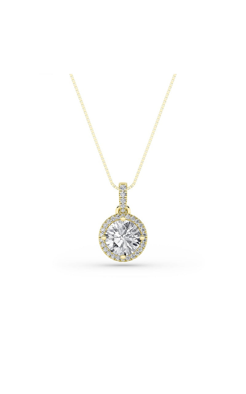 1.5Cttw Round Shaped Lab Grown Diamond (F/VS) Halo Pendant in 14K Gold
