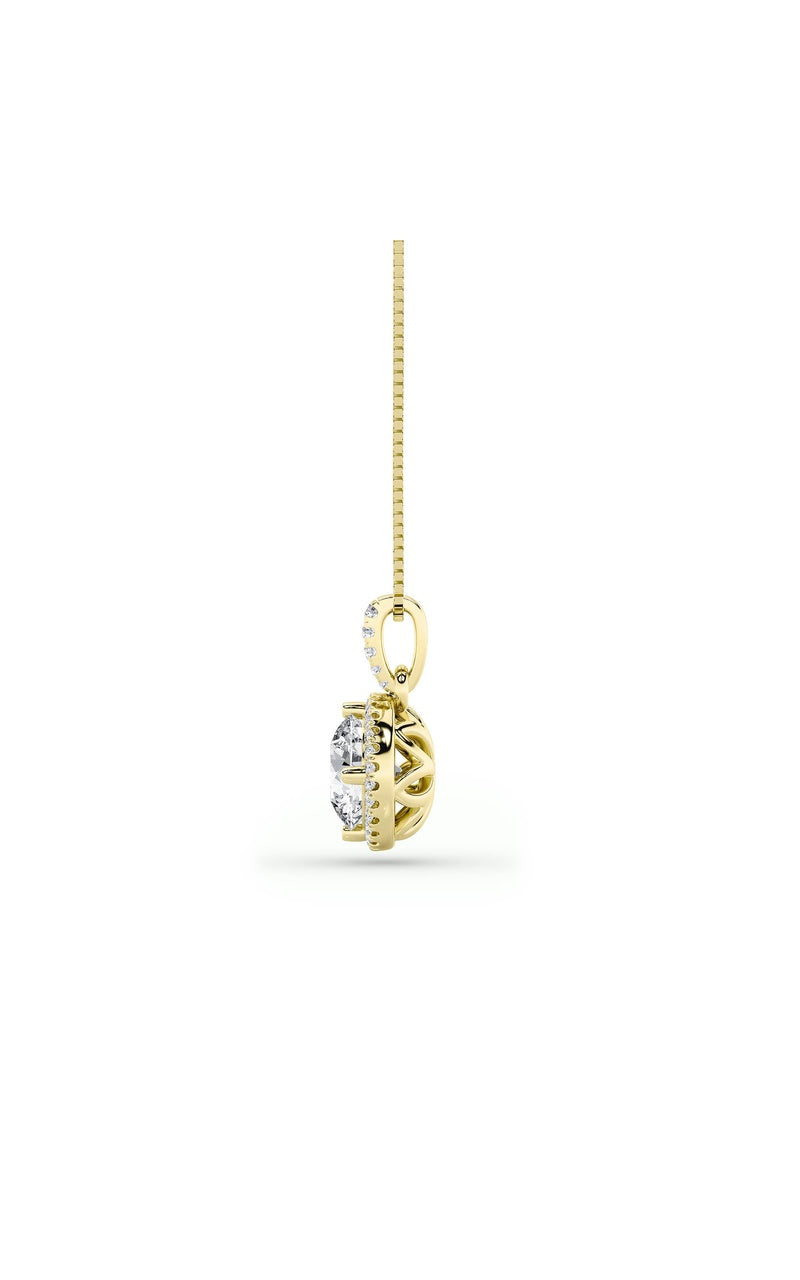 3Cttw Round Shaped Lab Grown Diamond (F/VS) Halo Pendant in 14K Gold