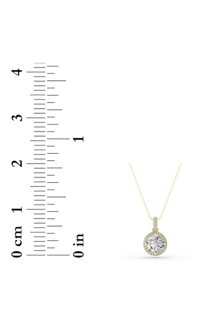 3Cttw Round Shaped Lab Grown Diamond (F/VS) Halo Pendant in 14K Gold