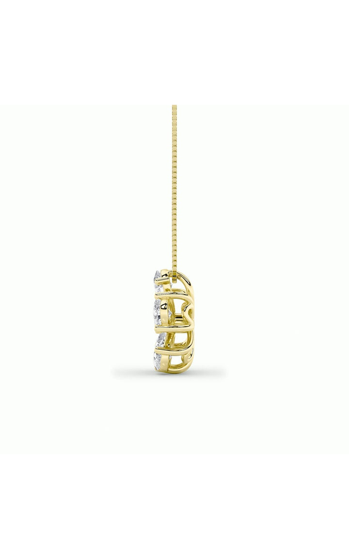 1.5Cttw Pear Shaped Lab Grown Diamond (F/VS) Floral Pendant in 14K Gold