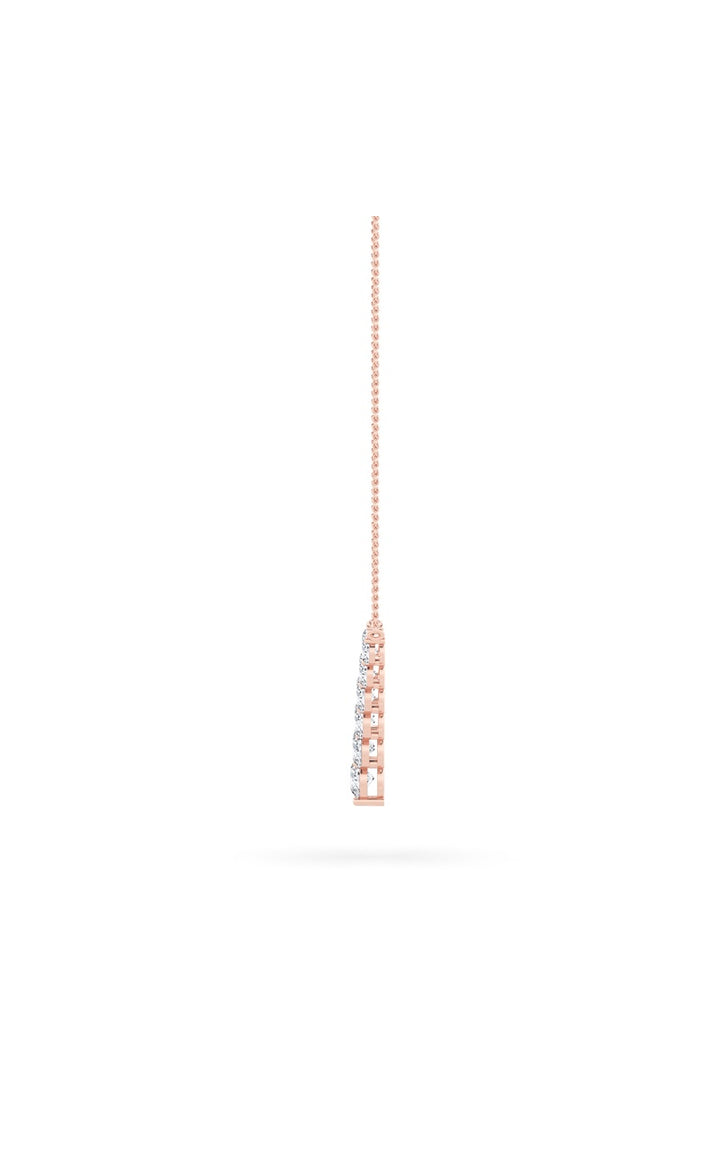5Cttw Round Shaped Lab Grown Diamond (F/VS) Graduating V Necklace in 14K Gold