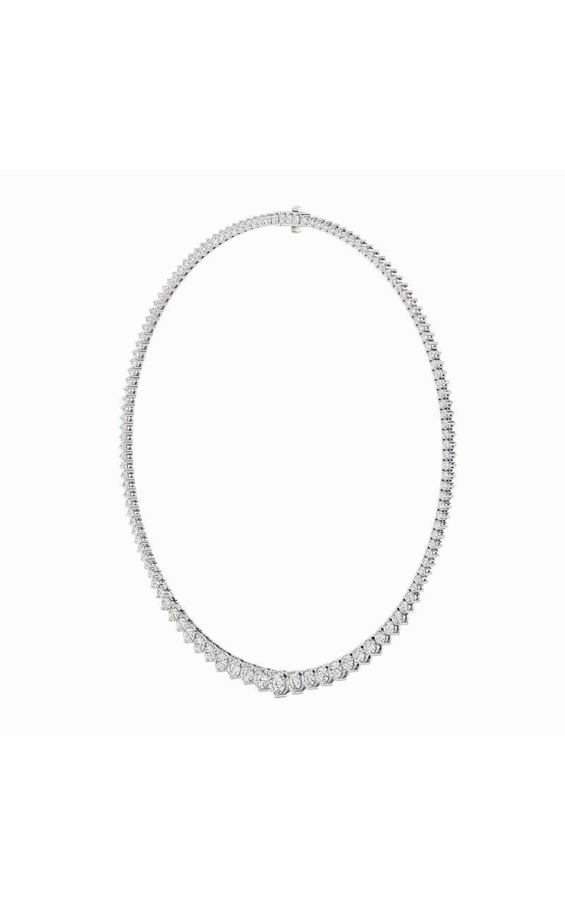 15Cttw Round Shaped Lab Grown Diamond (F/VS) Three Prong Graduating Necklace in 14K Gold