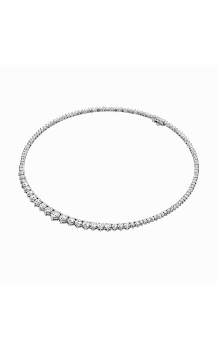 15Cttw Round Shaped Lab Grown Diamond (F/VS) Three Prong Graduating Necklace in 14K Gold