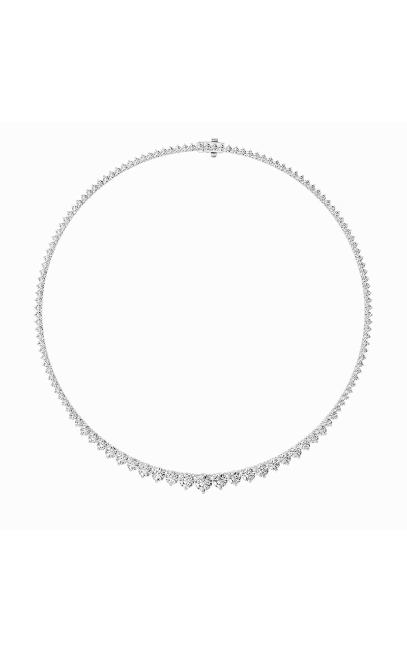 15Cttw Round Shaped Lab Grown Diamond (F/VS) Three Prong Graduating Necklace in 14K Gold