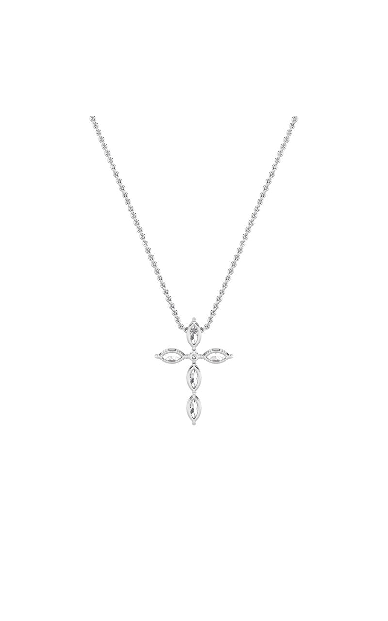 2Cttw Marquise Shaped Lab Grown Diamond (F/VS) Cross Pendant in 14K Gold