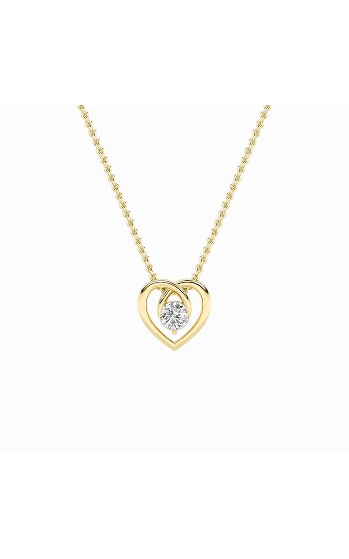 1Cttw Round Shaped Lab Grown Diamond (F/VS) HeartShaped Pendant in 14K Gold