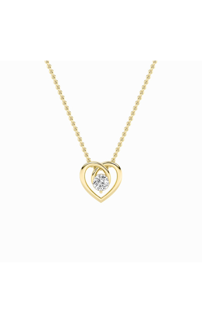 1Cttw Round Shaped Lab Grown Diamond (F/VS) Heart Shaped Pendant in 14K Gold