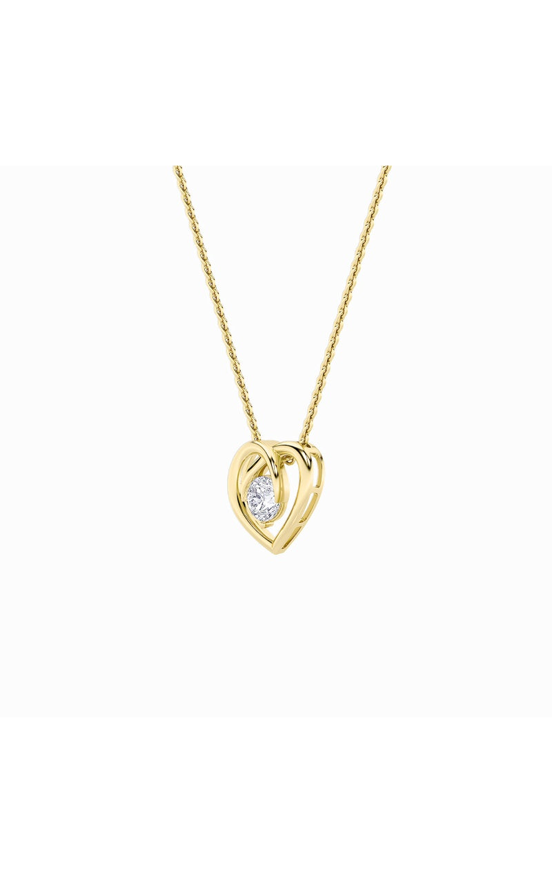 1Cttw Round Shaped Lab Grown Diamond (F/VS) Heart Shaped Pendant in 14K Gold