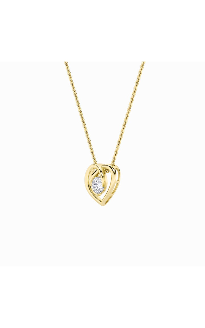 1Cttw Round Shaped Lab Grown Diamond (F/VS) Heart Shaped Pendant in 14K Gold