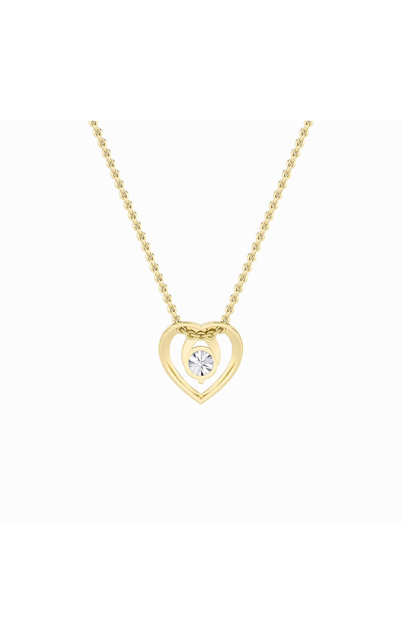 1Cttw Round Shaped Lab Grown Diamond (F/VS) Heart Shaped Pendant in 14K Gold
