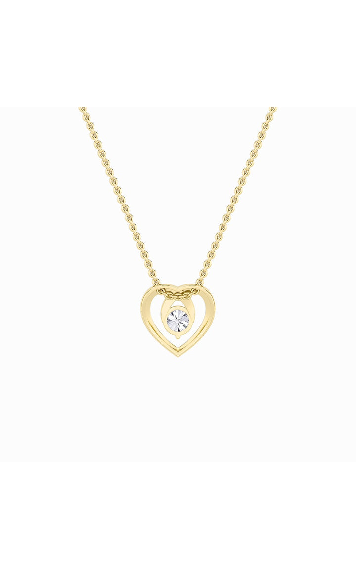1Cttw Round Shaped Lab Grown Diamond (F/VS) Heart Shaped Pendant in 14K Gold