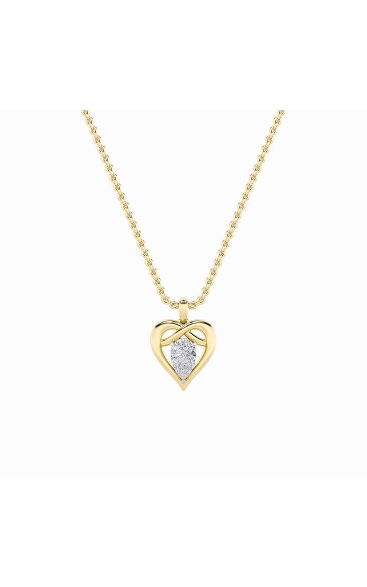 2Cttw Pear Shaped Lab Grown Diamond (F/VS) Heart Shaped Pendant in 14K Gold
