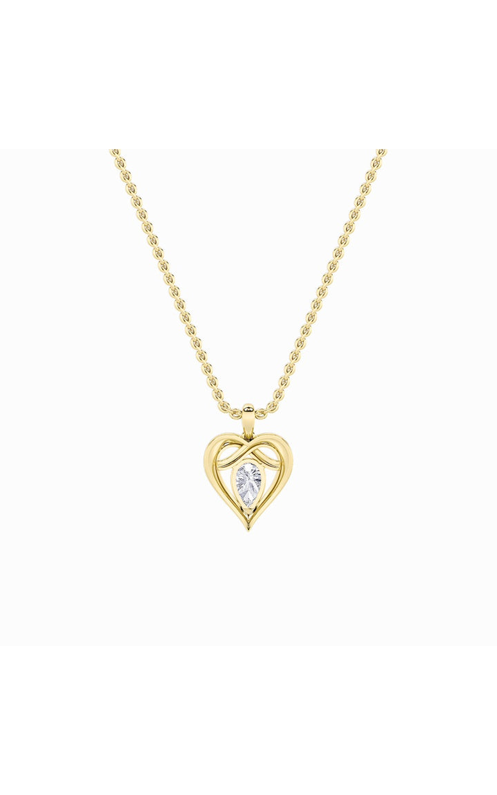2Cttw Pear Shaped Lab Grown Diamond (F/VS) Heart Shaped Pendant in 14K Gold