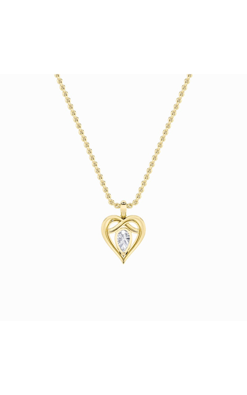 2Cttw Pear Shaped Lab Grown Diamond (F/VS) Heart Shaped Pendant in 14K Gold