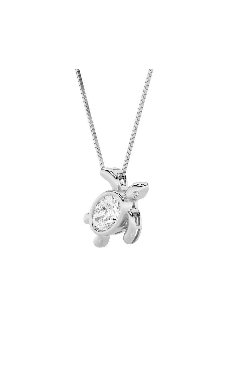 1.5Cttw Oval Shaped Lab Grown Diamond (F/VS) Bezel Set Turtle Pendant in 14K Gold