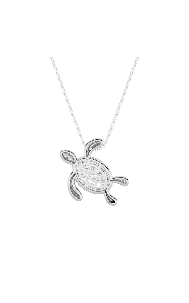 1.5Cttw Oval Shaped Lab Grown Diamond (F/VS) Bezel Set Turtle Pendant in 14K Gold