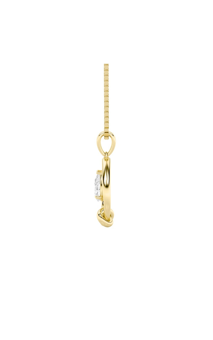 1Cttw Pear Shaped Lab Grown Diamond (F/VS) Solitaire Knot Pendant in 14K Gold