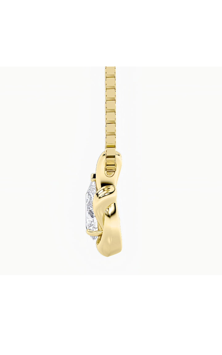2Cttw Pear Shaped Lab Grown Diamond (F/VS) Knot Pendant in 14K Gold