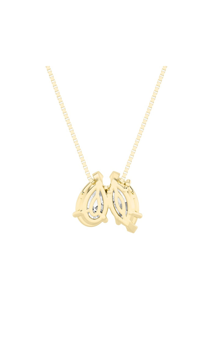 2.5Cttw Pear Shaped Fancy Yellow &amp; White Lab Grown Diamond (F/VS) Two Stone Fancy Pendant in 14K Gold
