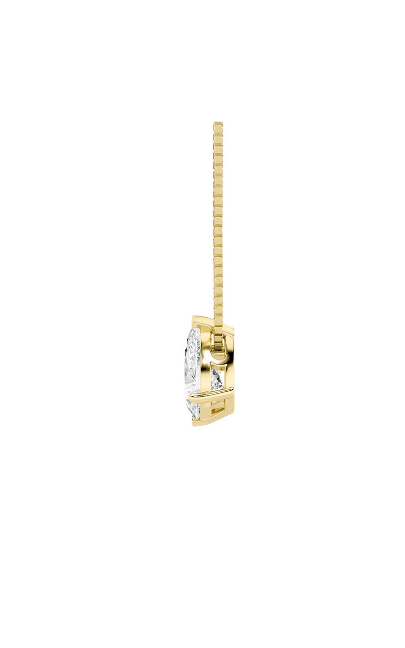2.5Cttw Pear Shaped Fancy Yellow &amp; White Lab Grown Diamond (F/VS) Two Stone Fancy Pendant in 14K Gold