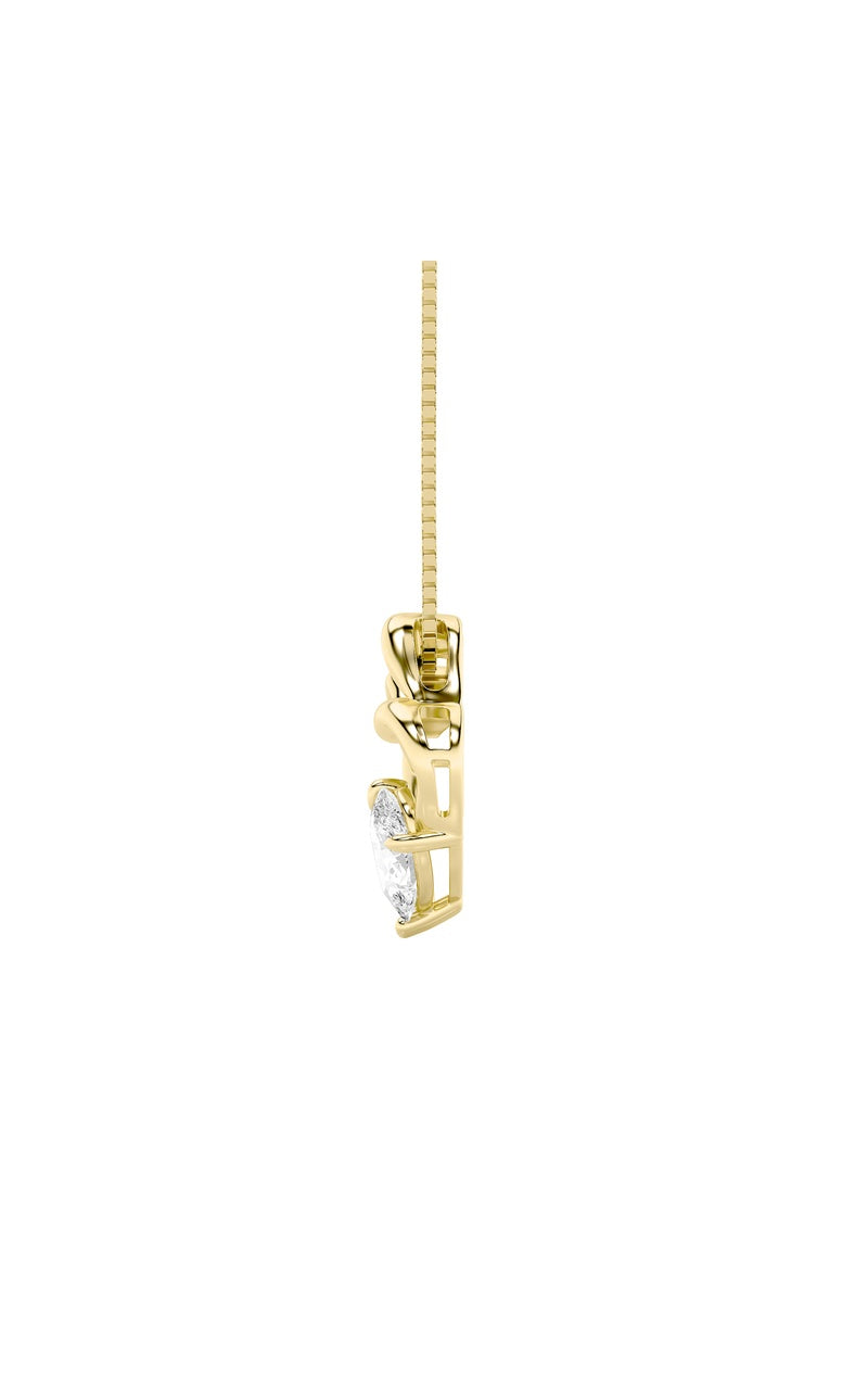3Cttw Pear Shaped Lab Grown Diamond (F/VS) Mother &amp; Child Heart Shaped Pendant in 14K Gold