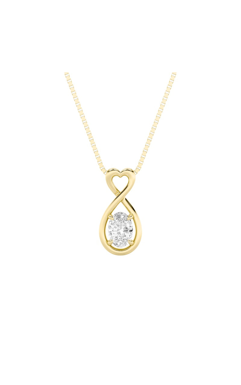 1Cttw Oval Shaped Lab Grown Diamond (G/VS) Fancy Solitaire Pendant in 14K Gold
