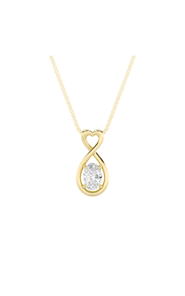 1Cttw Oval Shaped Lab Grown Diamond (G/VS) Fancy Solitaire Pendant in 14K Gold