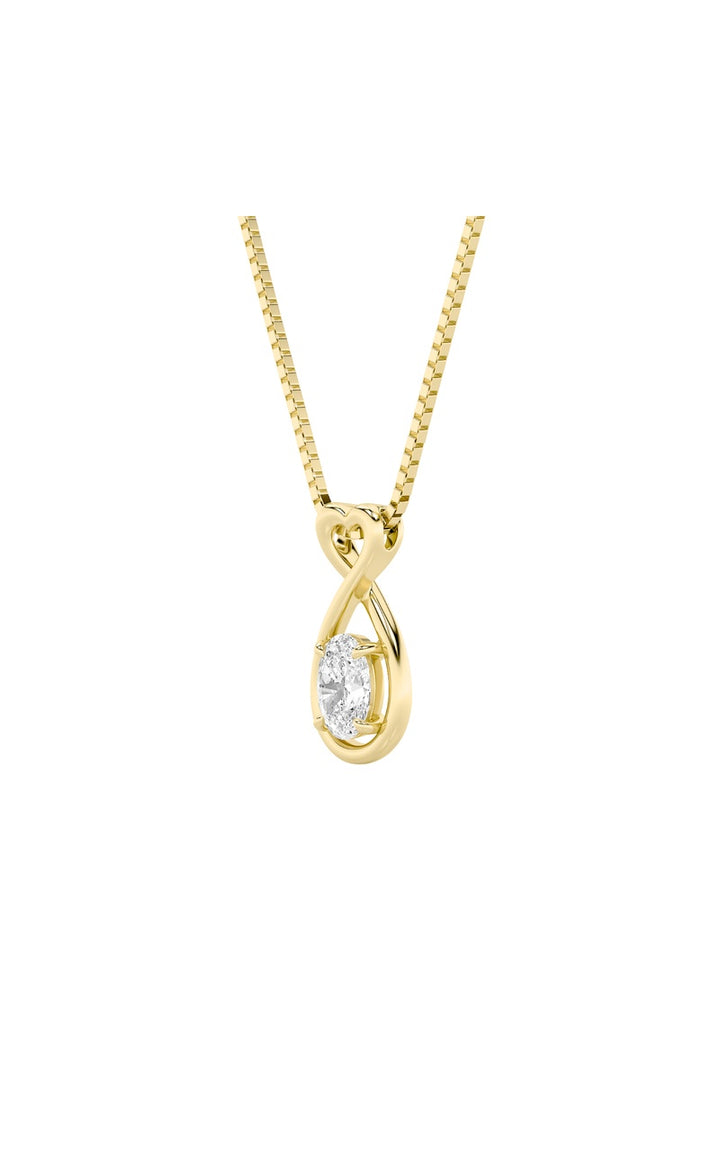 1Cttw Oval Shaped Lab Grown Diamond (G/VS) Fancy Solitaire Pendant in 14K Gold