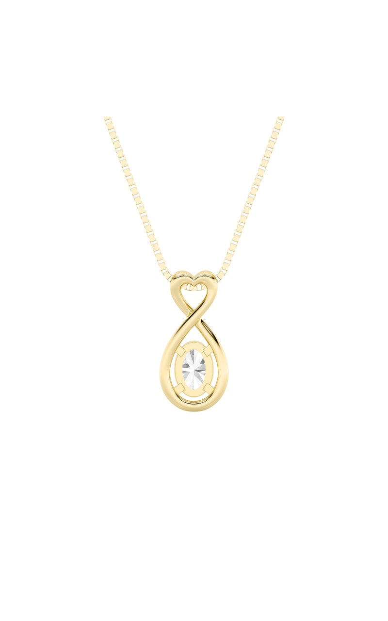 1Cttw Oval Shaped Lab Grown Diamond (G/VS) Fancy Solitaire Pendant in 14K Gold