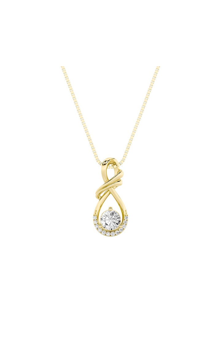 1Cttw Round Shaped Lab Grown Diamond (F/VS) Solitaire Pendant in 14K Gold