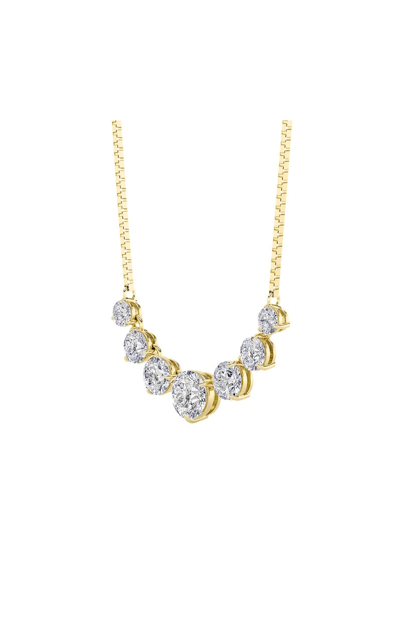 4.5Cttw Round Shaped Lab Grown Diamond (F/VS) Seven Stone Necklace in 14K Gold