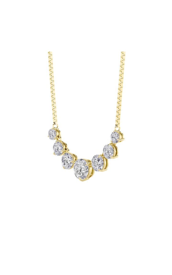 4.5Cttw Round Shaped Lab Grown Diamond (F/VS) Seven Stone Necklace in 14K Gold