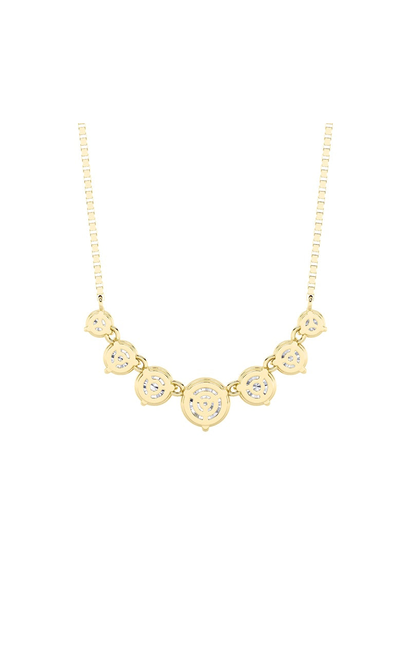 4.5Cttw Round Shaped Lab Grown Diamond (F/VS) Seven Stone Necklace in 14K Gold