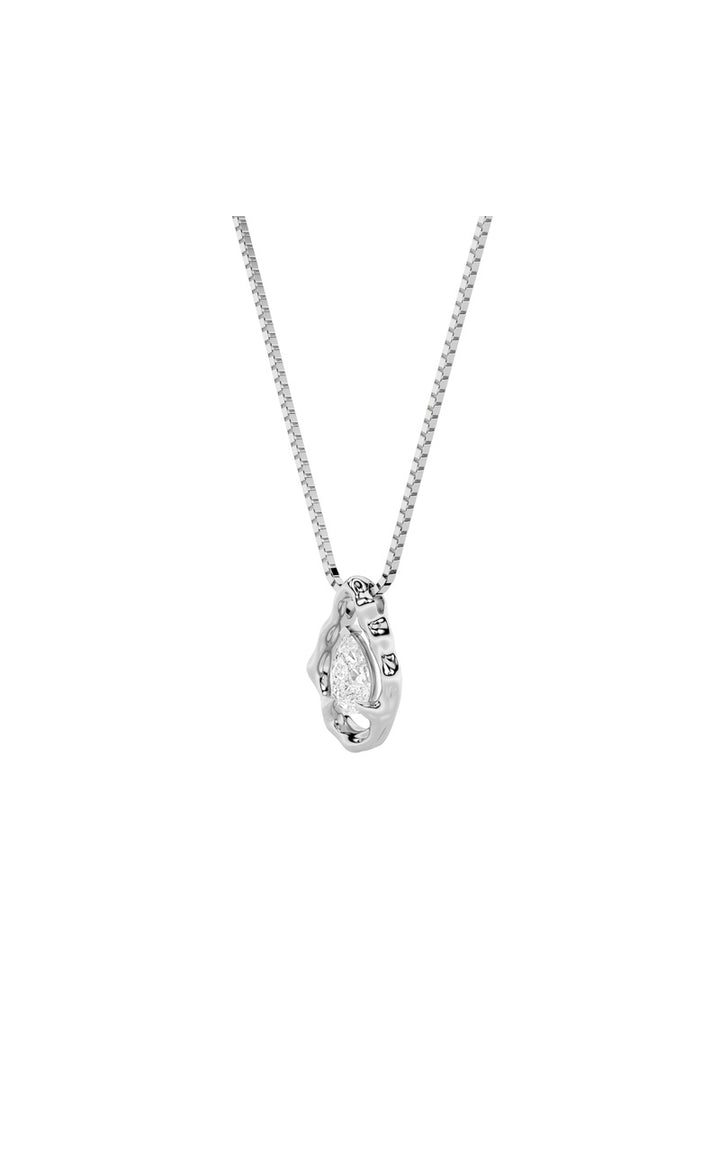 1Cttw Pear Shaped Lab Grown Diamond (F/VS) Organic Design Solitaire Pendant in 14K Gold
