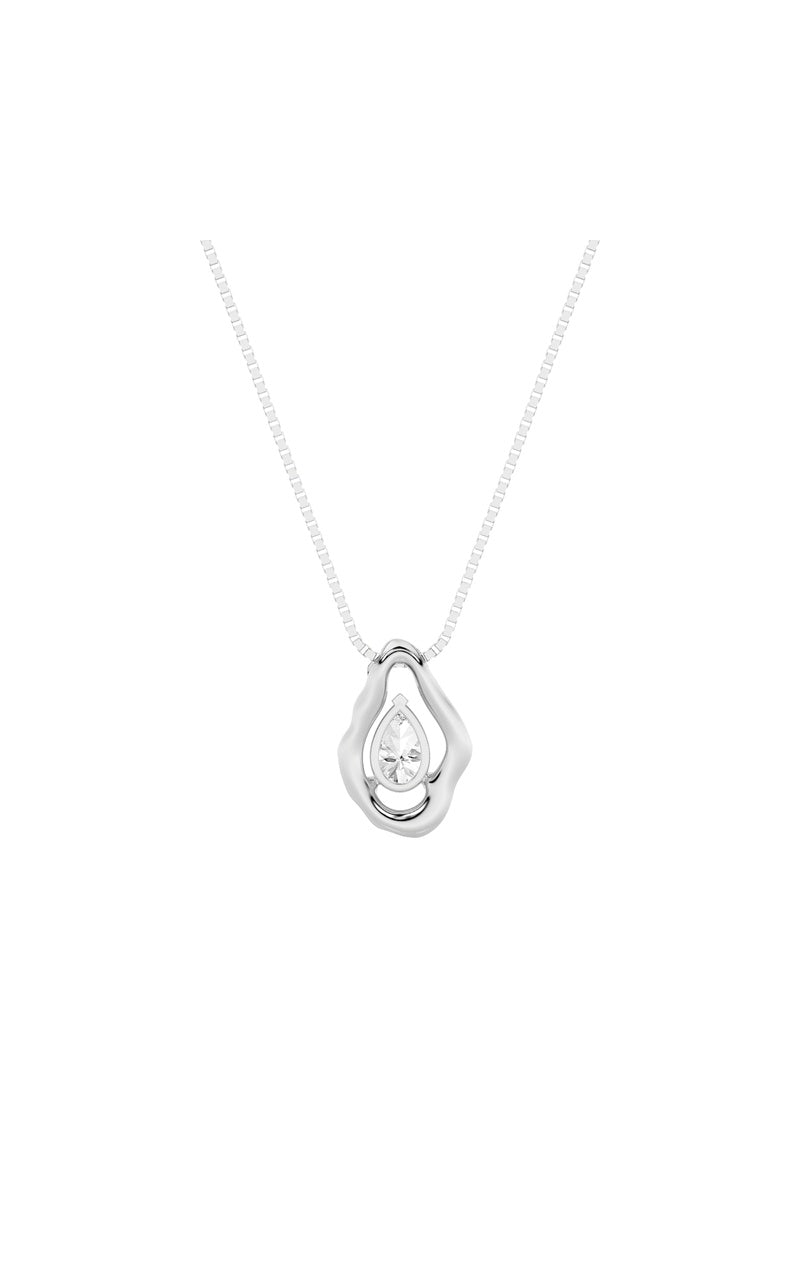 1Cttw Pear Shaped Lab Grown Diamond (F/VS) Organic Design Solitaire Pendant in 14K Gold