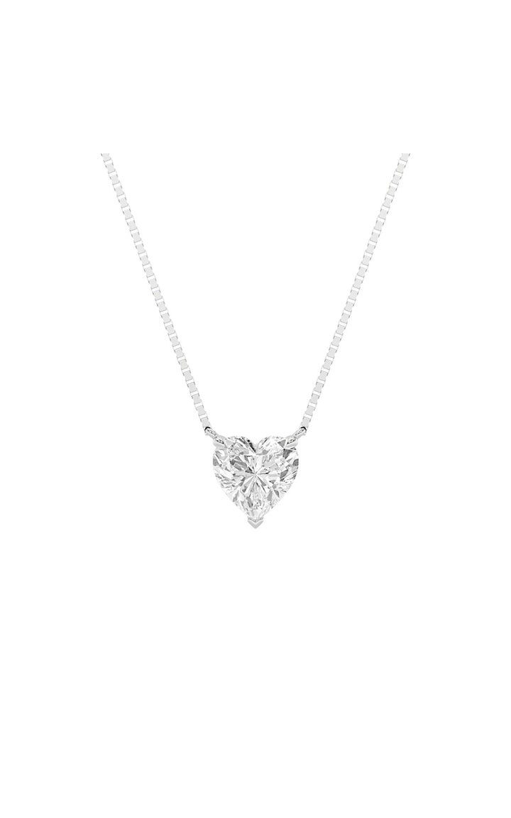 1Cttw Heart Shaped Lab Grown Diamond (F/VS) Heart Shaped Necklace in 14K Gold