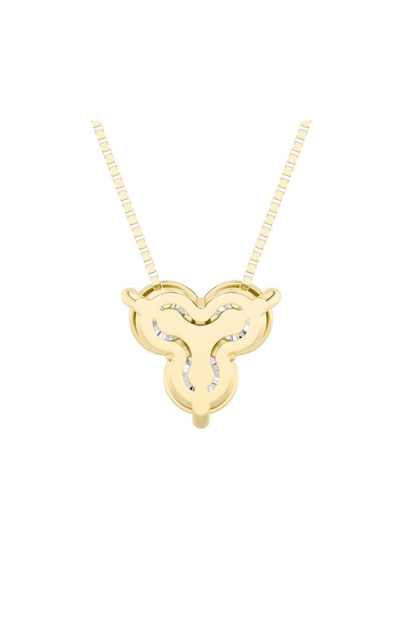 1Cttw Round Shaped Lab Grown Diamond (F/VS) ThreeStone Pendant in 14K Gold