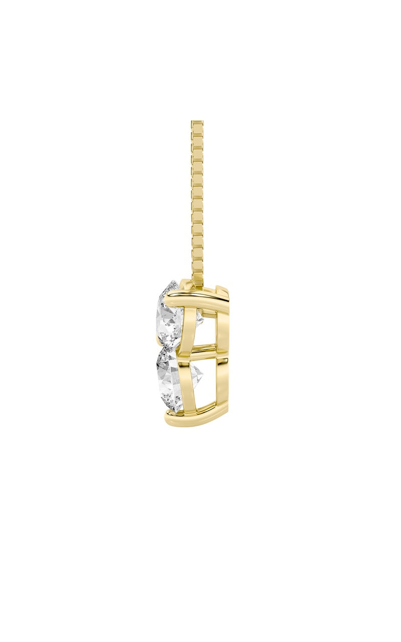 1Cttw Round Shaped Lab Grown Diamond (F/VS) ThreeStone Pendant in 14K Gold