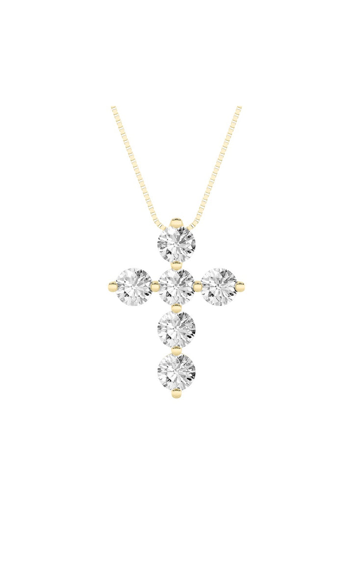1.5Cttw Round Shaped Lab Grown Diamond (F/VS) Cross Pendant in 14K Gold