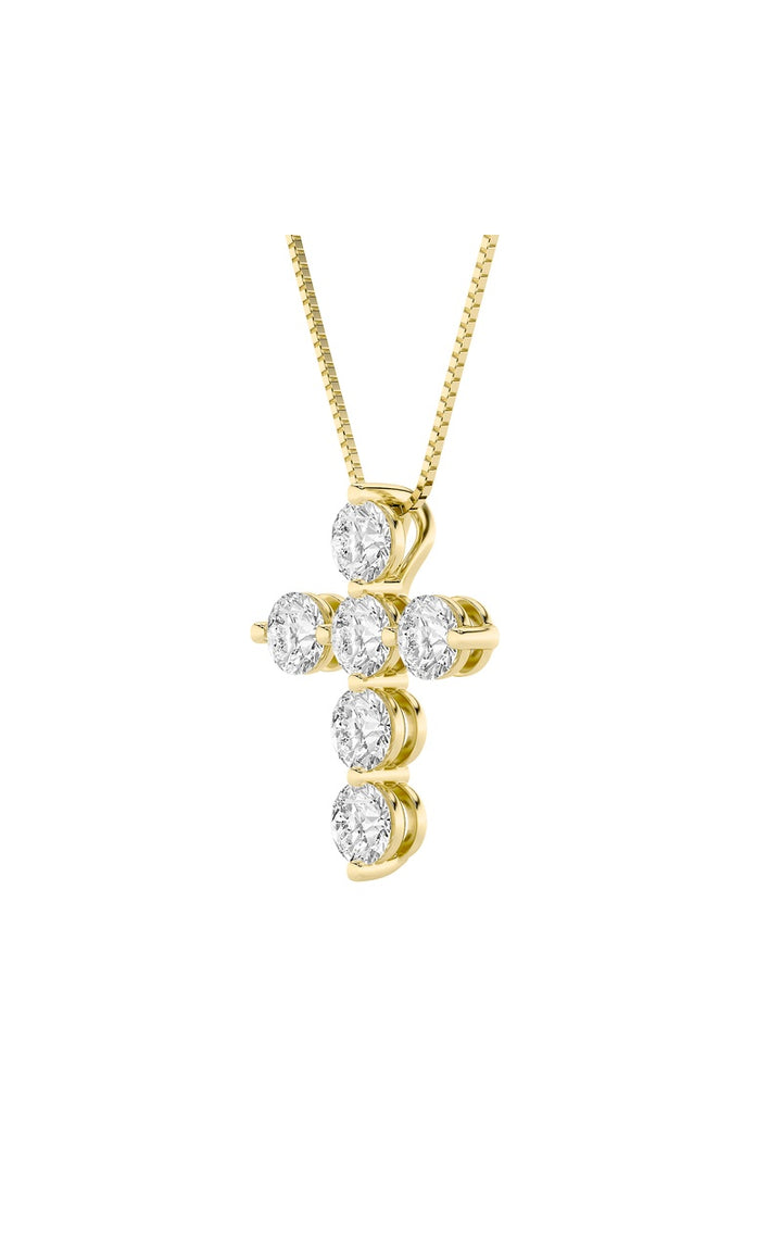 1.5Cttw Round Shaped Lab Grown Diamond (F/VS) Cross Pendant in 14K Gold