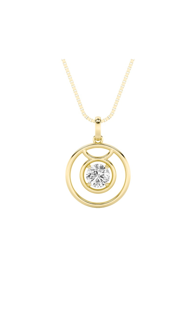 1Cttw Round Shaped Lab Grown Diamond (F/VS) Zodiac Pendant in 14K Gold