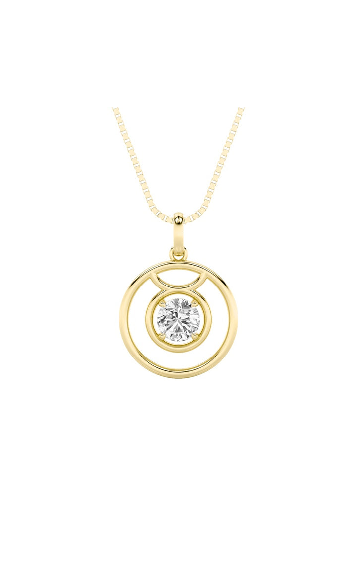 1Cttw Round Shaped Lab Grown Diamond (F/VS) Zodiac Pendant in 14K Gold