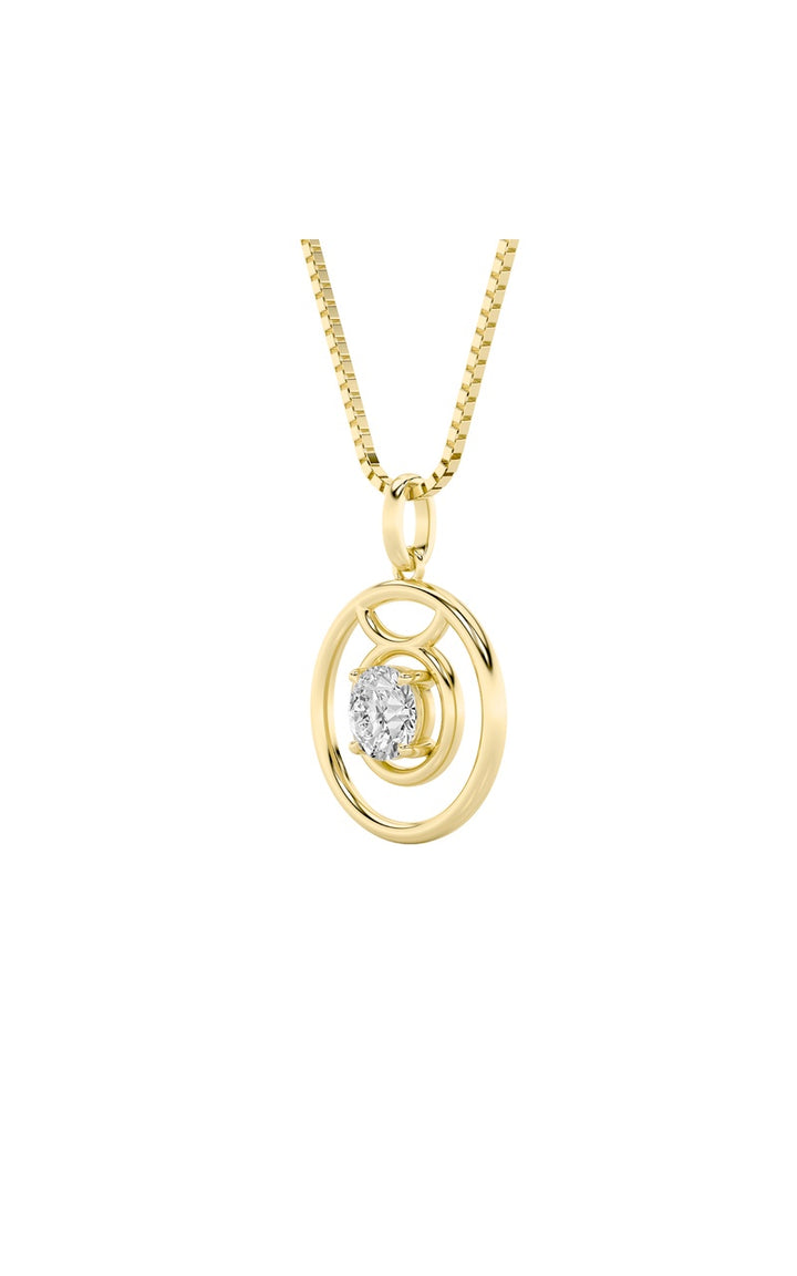 1Cttw Round Shaped Lab Grown Diamond (F/VS) Zodiac Pendant in 14K Gold