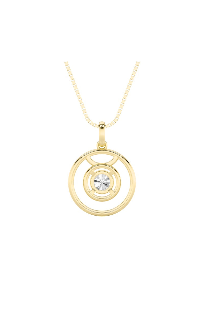 1Cttw Round Shaped Lab Grown Diamond (F/VS) Zodiac Pendant in 14K Gold