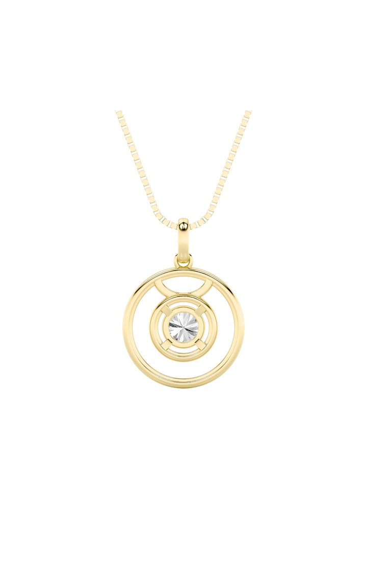 1Cttw Round Shaped Lab Grown Diamond (F/VS) Zodiac Pendant in 14K Gold