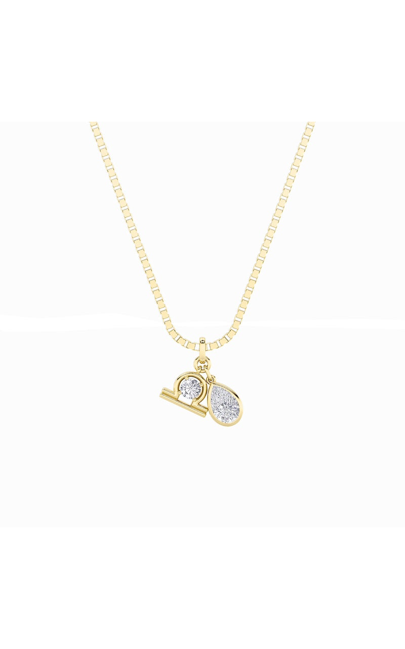 1Cttw Pear Shaped Lab Grown Diamond (F/VS) Zodiac Pendant in 14K Gold